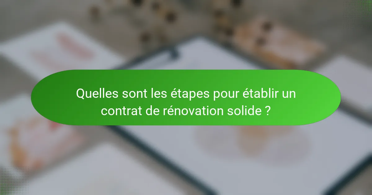 Quelles sont les étapes pour établir un contrat de rénovation solide ?
