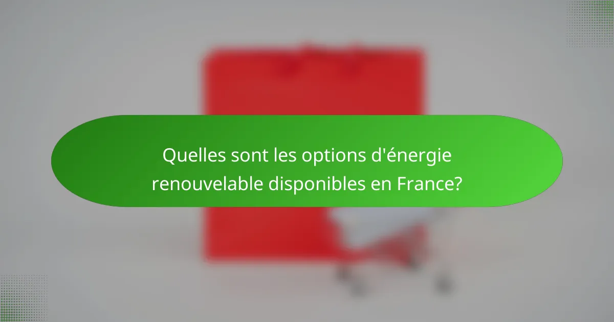 Quelles sont les options d'énergie renouvelable disponibles en France?
