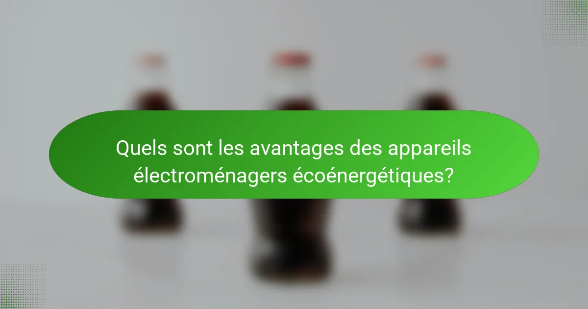 Quels sont les avantages des appareils électroménagers écoénergétiques?